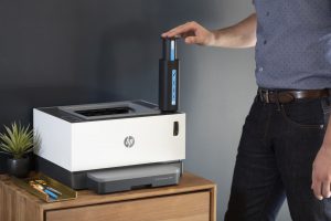 HP Neverstop being filled with HP Toner reload kit