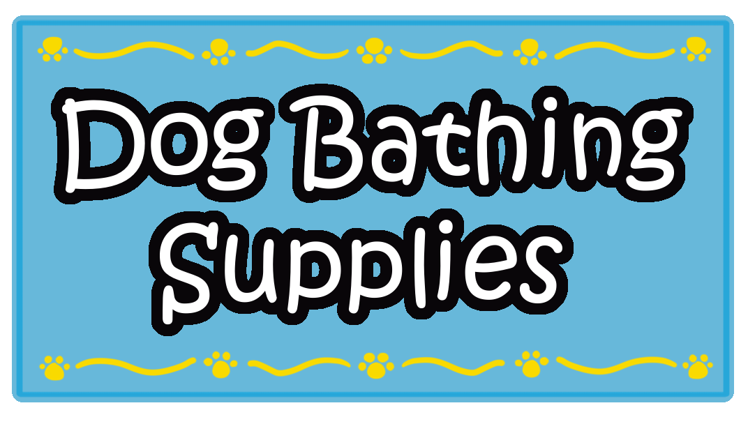 Blue Rectangle Dog Bathing Supplies Sticker Label with Yellow Border