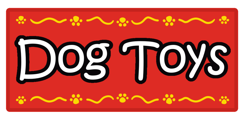 Red Rectangle Dog Toys Sticker Label with Yellow Border