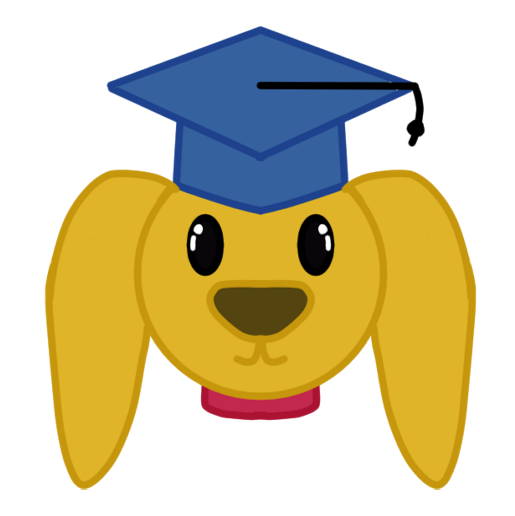 dog with graduation cap and red collar training schedule calendar date sticker.
