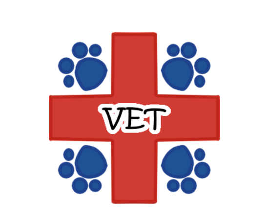Vet red cross with blue paw prints vet schedule calendar date sticker