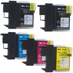 Brother Printer Ink Cartridges LC61 5-Pack: 2 Black, 1 Cyan, 1 Magenta, 1 Yellow