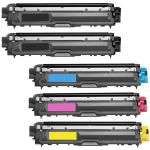 Brother TN221 Toner and Brother TN225 Toner 5-Pack: 2 Standard Yield TN-221 Black and 1 High Yield TN-225 Cyan, 1 Magenta, 1 Yellow