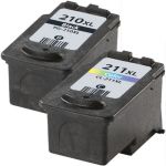Replacement Canon 210XL 211XL Ink Cartridge 2-Pack - High Yield: 1 PG210XL Black, 1 CL-211XL Color