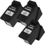 High Yield Canon 240XL 241XL Ink Cartridges 3-Pack: 2 PG-240XL Black, 1 CL-241XL Color