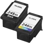Replacement Canon 245XL 246XL Ink Combo Pack of 2 - High Yield: 1 PG-245XL Black, 1 CL-246XL Tri-color