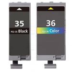 Canon 35 36 Ink Cartridges 2-Pack: 1 PGI-35 Black, 1 CLI-36 Color