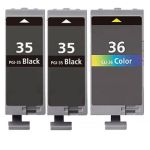 Canon CLI-36 Ink Cartridge and PGI-35 Black 3-Pack: 2 Black, 1 Color