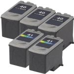 Canon PG40 CL41 Ink Cartridges 5-Pack: 3 PG-40 Black and 2 CL-41 Color