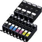 High Yield Canon PGI-250XL CLI-251XL Ink Cartridges 12-Pack: 4 PGI-250XL Black and 2 CLI-251XL Black, 2 Cyan, 2 Magenta, 2 Yellow