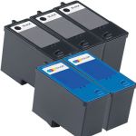 High Yield Dell Printer Ink Series 9 Cartridges 5-Pack: 3 MK992 Black and 2 MK993 Color