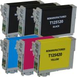 Epson 125 Ink Cartridge Combo Pack of 6: 3 Black, 1 Cyan, 1 Magenta, 1 Yellow