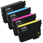 Remanufactured Epson 212XL Ink Cartridges 4-Pack - High Capacity: 1 Black, 1 Cyan, 1 Magenta, 1 Yellow