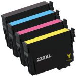 High Capacity Epson 220 Ink Cartridges XL 4-Pack: 1 Black, 1 Cyan, 1 Magenta, 1 Yellow