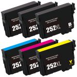 High Capacity Epson 252 Ink Cartridges XL 6-Pack: 3 Black, 1 Cyan, 1 Magenta, 1 Yellow