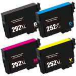 Remanufactured Epson 252XL Ink Cartridges for Epson Printer 4-Pack - High Capacity: 1 Black, 1 Cyan, 1 Magenta, 1 Yellow