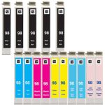 High Capacity Epson 98 Combo Pack of 15 Ink Cartridges: 5 Black, 2 Cyan, 2 Magenta, 2 Yellow, 2 Light Cyan, 2 Light Magenta