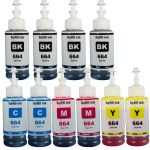 Ultra High Yield Epson T664 Ink Bottles Combo Pack of 10: 4 Black, 2 Cyan, 2 Magenta, 2 Yellow
