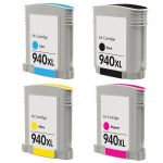 High Yield HP 940XL Combo Pack of 4 Ink Cartridges - 1 Black, 1 Cyan, 1 Magenta, 1 Yellow