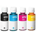 HP GT51 Ink Bottle and HP GT52 Ink Bottles 4-Pack: 1 GT51 Black, and 1 GT52 Cyan, 1 Magenta, 1 Yellow