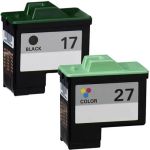 Replacement Lexmark 17 27 Ink Cartridges 2-Pack: 1 x 17 Black and 1 x 27 Color