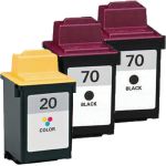 Lexmark 20 70 Ink Cartridges 3-Pack: 2 x 70 Black and 1 x 20 Color