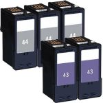 High Yield Lexmark 43XL Ink Cartridge and Lexmark 44 Ink XL 5-Pack: 3 x 44XL Black and 2 x 43XL Color