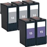 Lexmark Ink 14 &amp; 15 Cartridges 5-Pack: 3 Lexmark 14 Black, 2 Lexmark 15 Color