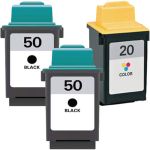Lexmark Ink 20 50 Cartridges 3-Pack: 2 x 50 Black and 1 x 20 Color