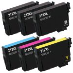 Remanufactured Epson 212 Ink Cartridges XL 6-Pack - High Capacity: 3 Black, 1 Cyan, 1 Magenta, 1 Yellow