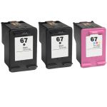 HP 67 Ink Cartridges 3-Pack: 2 Black, 1 Tri-color