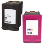 HP 901XL Cartridge &amp; 901 Printer Ink 2-Pack: 1 High Yield Black, 1 Standard Yield Color