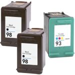 HP 93 Cartridge &amp; HP 98 Printer Ink Cartridges 3-Pack: 2 Black, 1 Tri-color