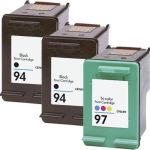 HP 94 Printer Ink &amp; 97 HP Ink 3-Pack: 2 x 94 Black and 1 x 97 Tri-color