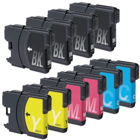 Brother 61 Ink Cartridges 10-Pack: 4 Black, 2 Cyan, 2 Magenta, 2 Yellow