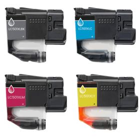 High Yield Brother LC501XL Ink Cartridges Combo Pack of 4: 1 Black, 1 Cyan, 1 Magenta, 1 Yellow