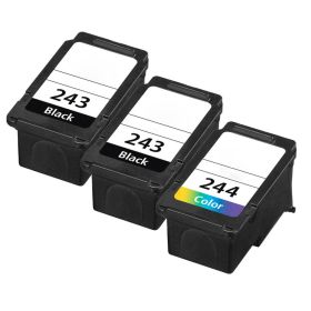 Canon 243 and 244 Ink Cartridges 3-Pack: 2 PG-243 Black, 1 CL-244 Tri-color