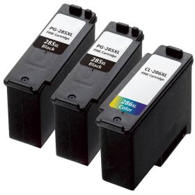 High Yield Canon 285XL and 286XL Ink 3-Pack: 2 PG-285XL Black, 1 CL-286XL Tri-color