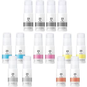 High Yield Canon GI-23 MegaTank Ink Bottles 14-Pack: 4 Black, 2 Cyan, 2 Magenta, 2 Yellow, 2 Red, 2 Gray