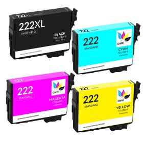 Epson 222XL Ink Cartridges Combo Pack of 4: 1 Black XL, 1 Standard Cyan, Magenta, Yellow