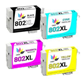 High Yield Epson 802XL Combo Pack of 4 Ink Cartridges: 1 Black, 1 Cyan, 1 Magenta and 1 Yellow