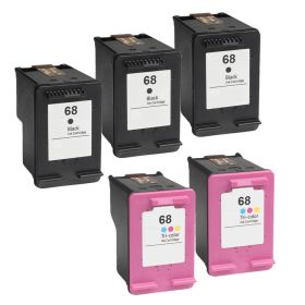 HP 68 Cartridges Combo Pack of 5: 3 Black, 2 Color