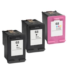 HP 68 Printer Ink Cartridges Combo Pack of 3: 2 Black, 1 Color