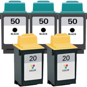 Lexmark 20 50 Ink Cartridges 5-Pack: 3 x 50 Black and 2 x 20 Color