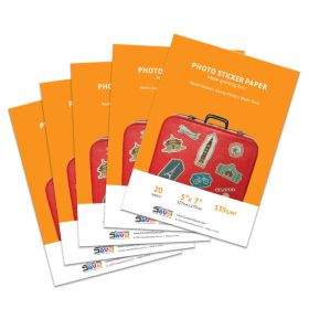 5" x 7" Glossy Inkjet Photo Sticker Paper - 100 sheets -135g