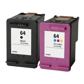 HP 64 Combo Pack of 2 Ink Cartridges: 1 Black & 1 Tri-color