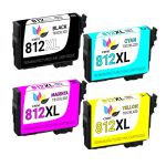 High Yield Epson T812 XL Ink Cartridges Combo Pack of 4: 1 Black, 1 Cyan, 1 Magenta and 1 Yellow