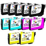 High Capacity Epson 220XL Value Pack of 11 Ink Cartridges: 5 Black, 2 Cyan, 2 Magenta, 2 Yellow