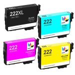 Epson 222XL Ink Cartridges Combo Pack of 4: 1 Black XL, 1 Standard Cyan, Magenta, Yellow