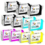 High Capacity Epson 252 Printer Ink Cartridges XL 11-Pack: 5 Black, 2 Cyan, 2 Magenta, 2 Yellow